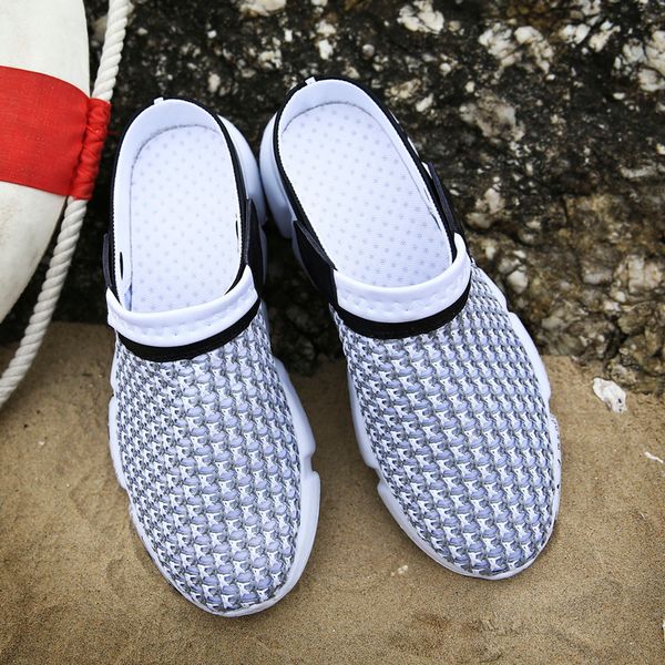 

celai size 39-46 summer mesh shoes men sandals beach slippers male sneaker clogs man zuecos sandalias zapatos hombre a-032 mx200617, Black