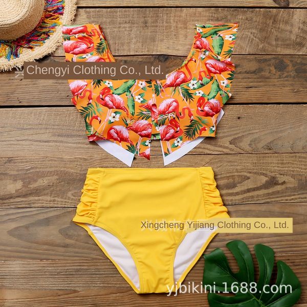 

2020 new large size bikini high waist swimsuit bikini ruffled swimsuit, White;black