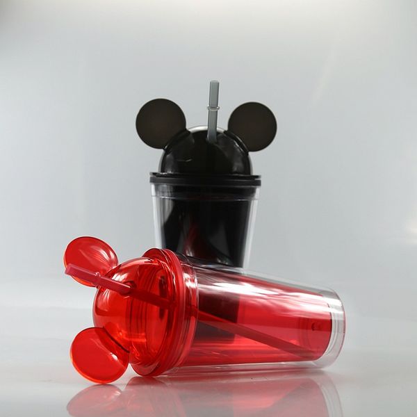 

15oz acrylic tumblers mouse acrylic travel cup with straws juice wine glass kids baby cartoon cute plastic tumbler ing