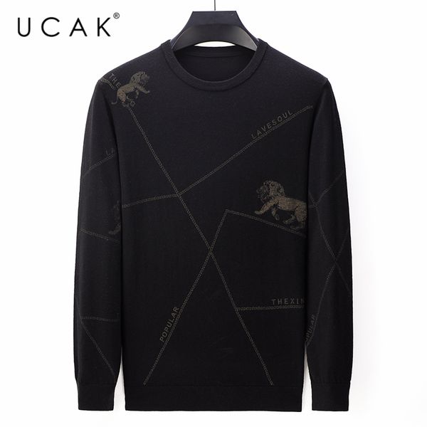 

ucak brand casual sweaters men clothing o-neck striped streetwear sweater clothes pull homme warm autumn winter pullover u1147, White;black
