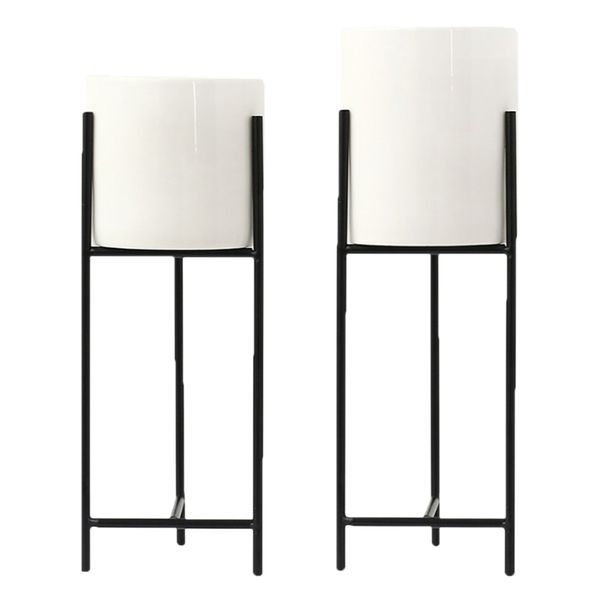 

2pcs nordic ceramic iron art vase flower pot home office decor