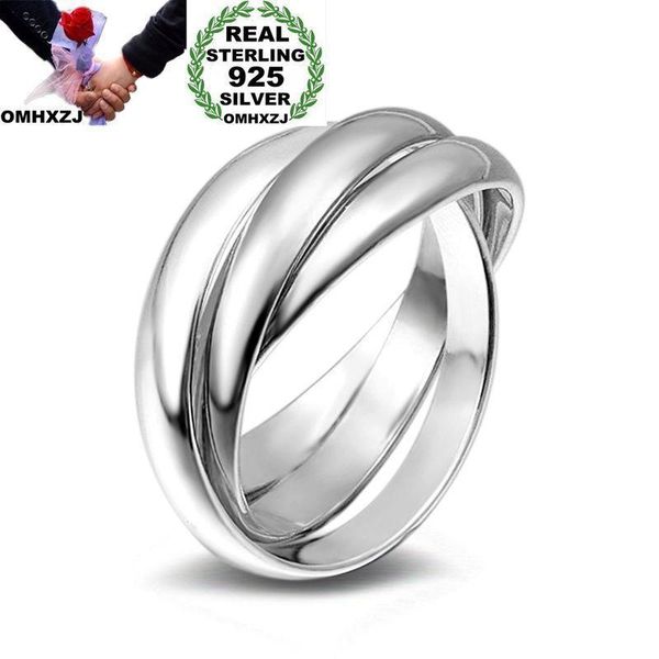 

omhxzj оптовая моды личности ol женщина девушки партия подарка венчания серебро три кружки 925 серебряное кольцо rn276, Silver