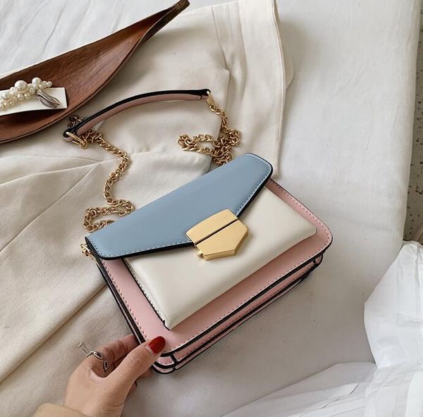 

fashion women flap bag contrast color chain shoulder bag women small handbag girl cross body