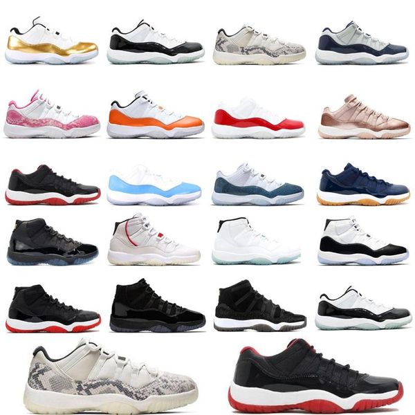 

new retro bred metallic silver space jam concord basketball shoes men women 11s cap and gown gym red nakeskin jordan 11 sneakers didz#, Black