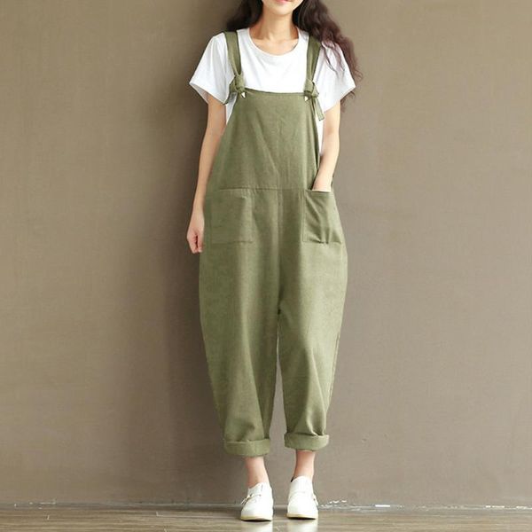 

5xl plus size salopette women loose jumpsuit overalls solid sleeveless big size bodysuit pocket wide leg casual dungarees romper, Black;white