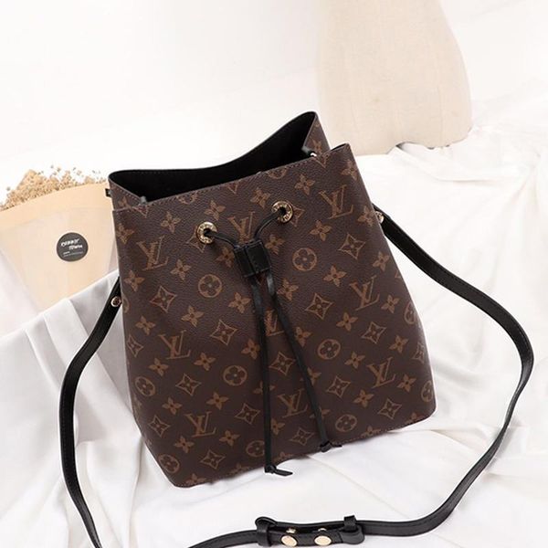 

womens leather bucket bag handbag drawstring ladies shoulder bag messenger luxury fashion style crossbody bags fast delivery