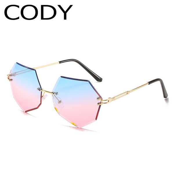 

q9007 rimless sunglasses women design alloy frame sun glasses gradient gray lens men glasses uv400 eyeglasses, White;black