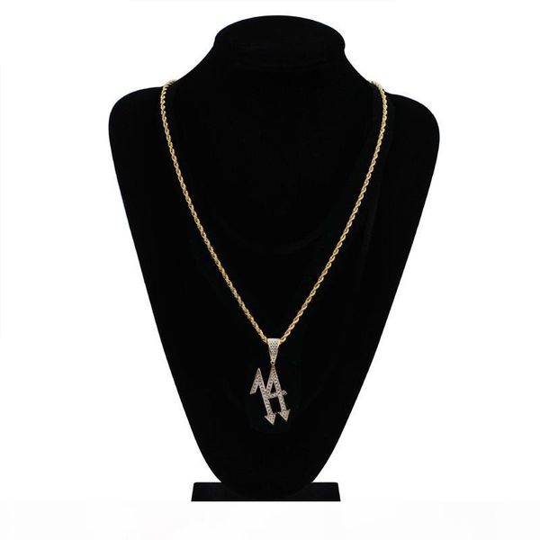 

2018 new necklace digital 14 hip hop jewelry inlaid zircon iced out chain vintage cacique pendant necklace jewelry factory wholesale, Silver