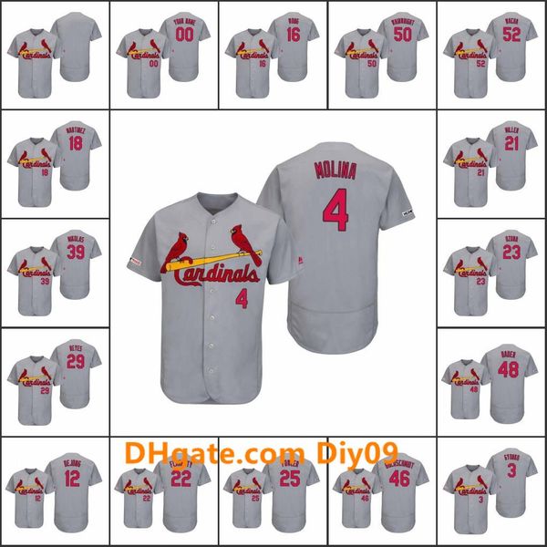 

st. louis cardinals men #4 yadier molina 46 paul goldschmidt 16 kolten wong wainwright women youth flex base custom jersey, Black