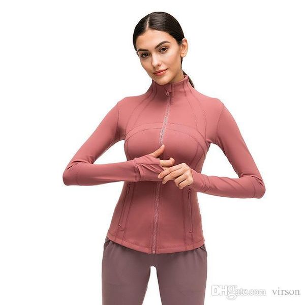 

women athletic long sleeves sports jacket running gym workout yoga seamless jacket ultra soft lightweight full zip with pocket 8colour 6size, White;red
