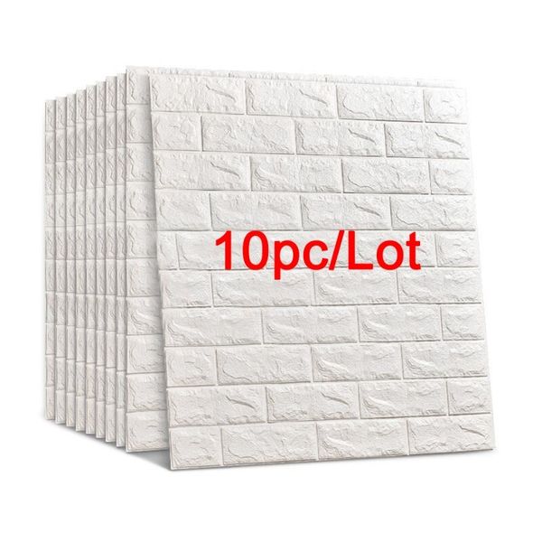 

77*70cm 10 pcs 3d brick wall stickers diy self foam waterproof decor wall covering wallpaper for tv background kids living room