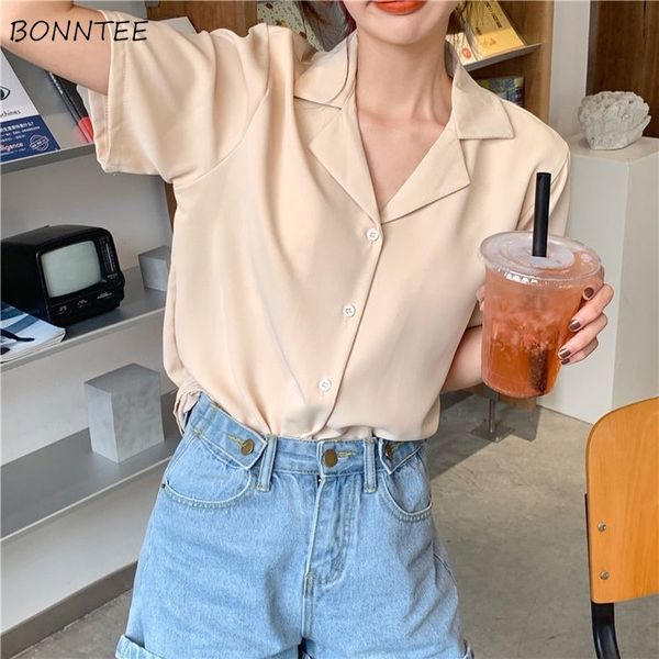 

shirts women 2020 summer blouses for womens fashion solid v-neck casual daily basic office lady loose soft korean femme new, White