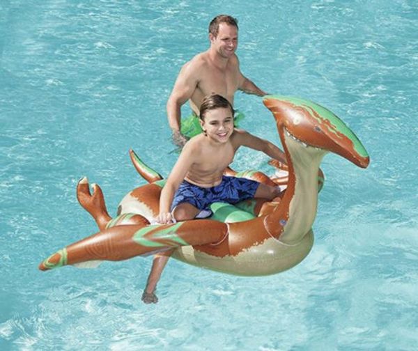 

198cm 78 inch inflatable pre-historic dinosaur rider with handles ride-on pool float for kids swim water toys mattress fun beach buoy