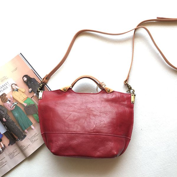 

leather ladies handbag head layer cowhide retro casual one-shoulder diagonal bag
