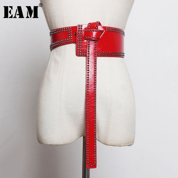 

eam] pu leather rivet split asymmetrical long wide belt personality women new fashion tide all-match spring autumn 2020 1m522, Black;brown