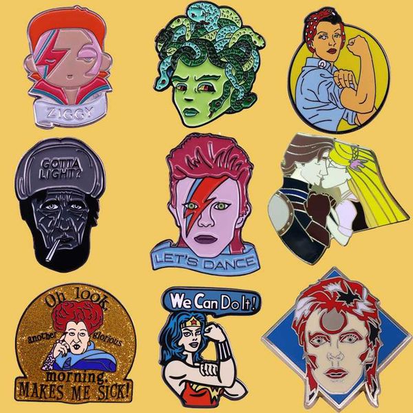 

sp087 singer art pin metal enamel pins and brooches for men lapel pin backpack bags badge collection gifts 1 pcs, Gray