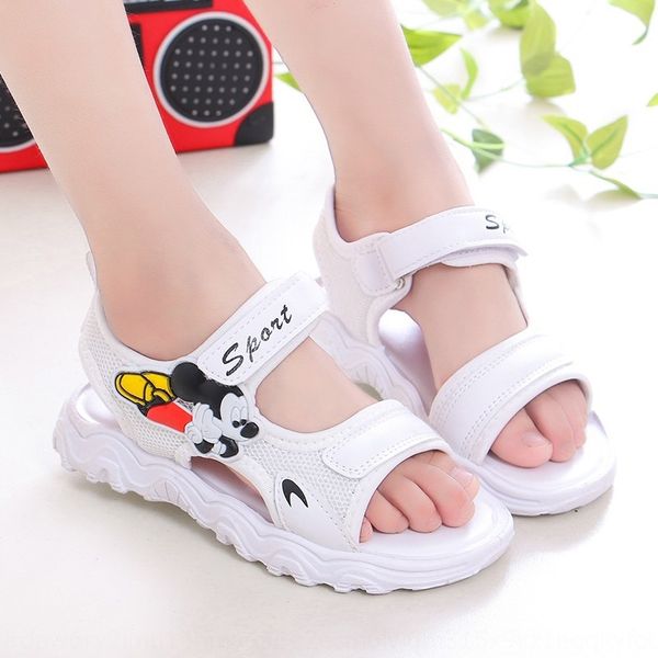 

children's girls 2020 fashion korean all-match medium and large children's soft bottom and sandals flat casual shoes student sanda, Black;red