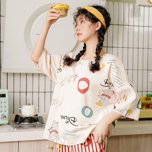 

новые пижамы чистого хлопка милые девушки тонкий стиль верхней одежды одежды домашняя одежда домашнего интерьера одежды костюм, Blue;red