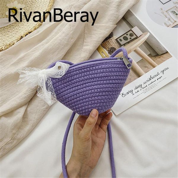 

new mini lace bucket bags for women 2020 cotton rope woven shoulder crossbody bags summer beach bag lady travel totes coin purse