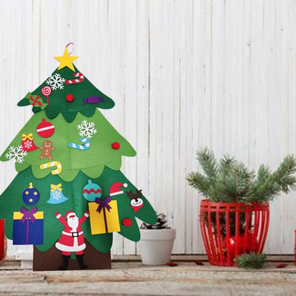 

kids diy felt christmas tree with ornaments children new year gifts for christmas door wall hanging decoration