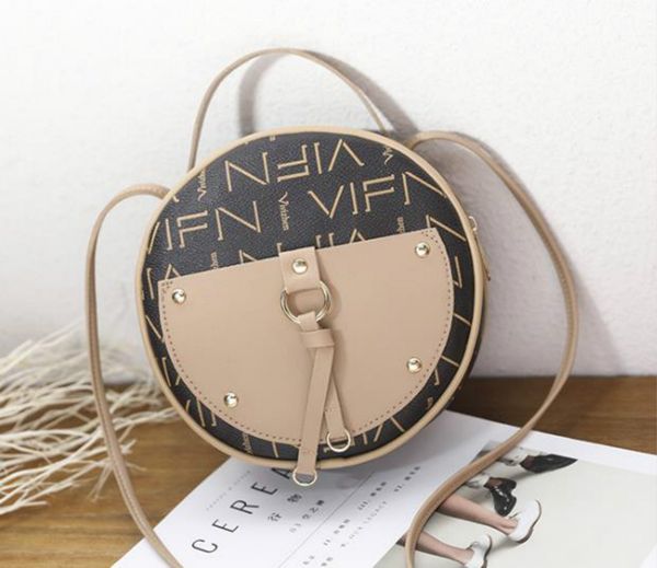 

2020 new fashion simple contrast color retro small round bag casual wild shoulder messenger handbag in stock