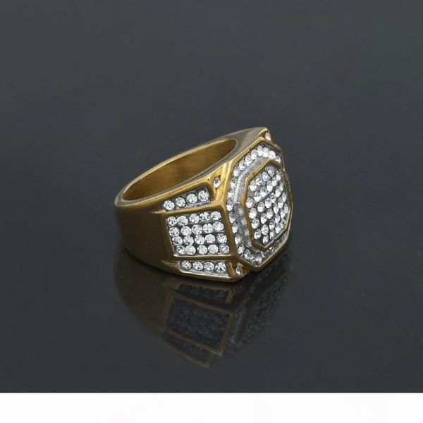 

mens hip hop кольца ювелирных изделий позолоченного алмазные большие кольца новой нерж.сталь кольцо для мужчин, Silver