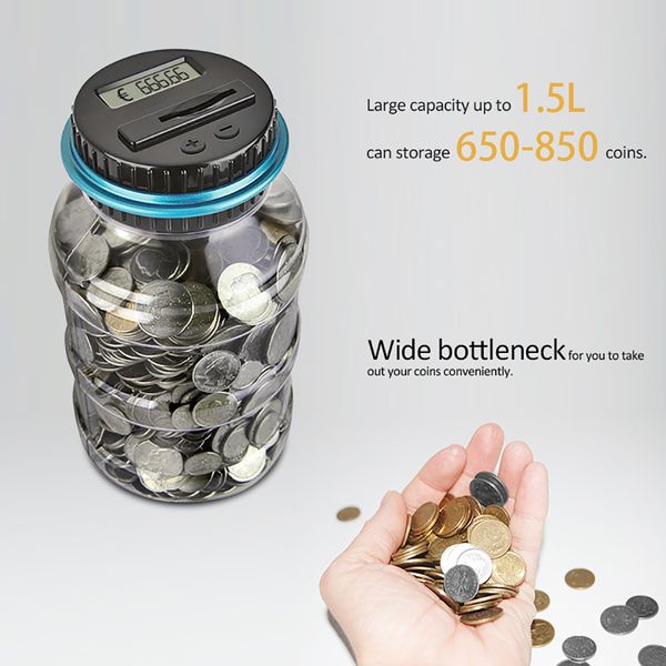 

electronic piggy bank counter coin 1.8l digital lcd counting coin money saving box jar coins storage box for usd euro money gift