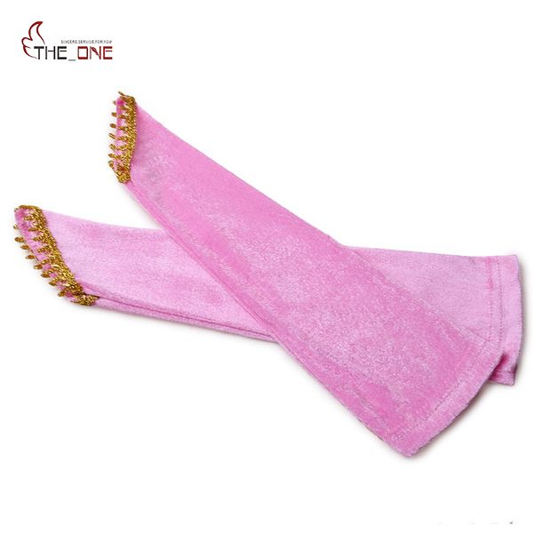 

muababy children 2-8 years girls solid oversleeve 3 colors 29cm lace velvet cosplay clothing dress up party costume, Slivery;white