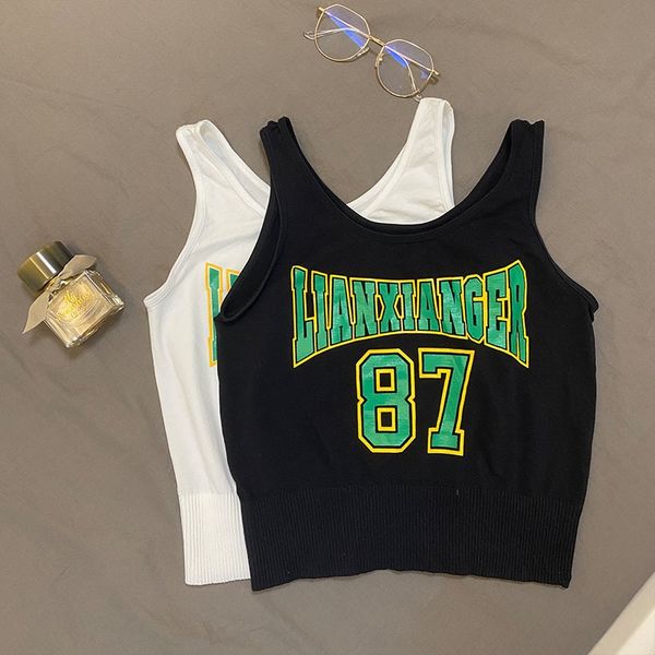 

жилет жареной улицы lianxianger наружных под бесшовными женщинами с груди колодкой высокой упругой жилетом верхней одежды обратно белье моды, White