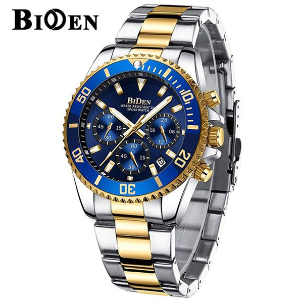 

biden 2019 watch men brand luxury military army sports casual waterproof mens watches quartz stainless steel wristwatch cx200804, Slivery;brown