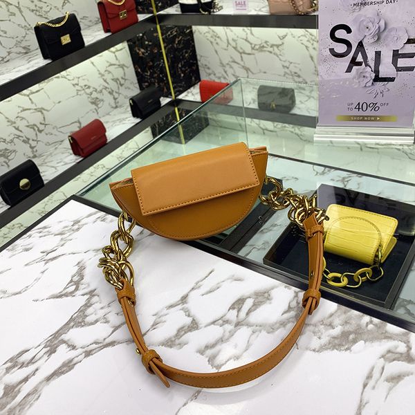 

2020 women new fashion unique thick chain strap pu mini semicircular saddle bag handbag shoulder bag office daily