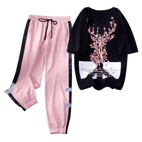 

two piece set women fashion 2020 new sports and leisure suit women's clothing features slimming trend summer tracksuit female, White