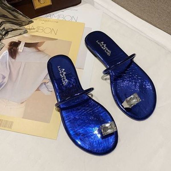 

2020 лета новое ноского набора горный хрусталь случайное плоское дно все соответствует модным больших размерам женских тапочек, Black