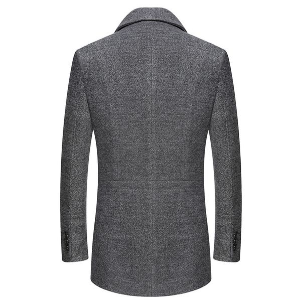 

susola men's slim fit winter warm short wool blend coat business jacket mens slim fit wool blazer long jacket men, Black