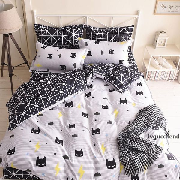 

batman mask print bedding set cartoon style white color kids twin full  size duvet cover sheet pillowcase bedding sets