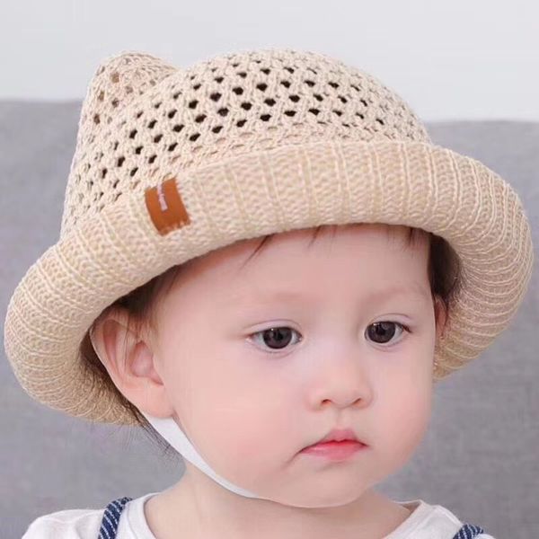 

super cute cap cap ear baby baby sun hat 2020 outdoor travel all-match hollow breathable beach hat, Yellow