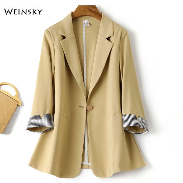 

new fashion business interview striped suits women work office ladies three quarter sleeve spring and autumn casual blazers, White;black