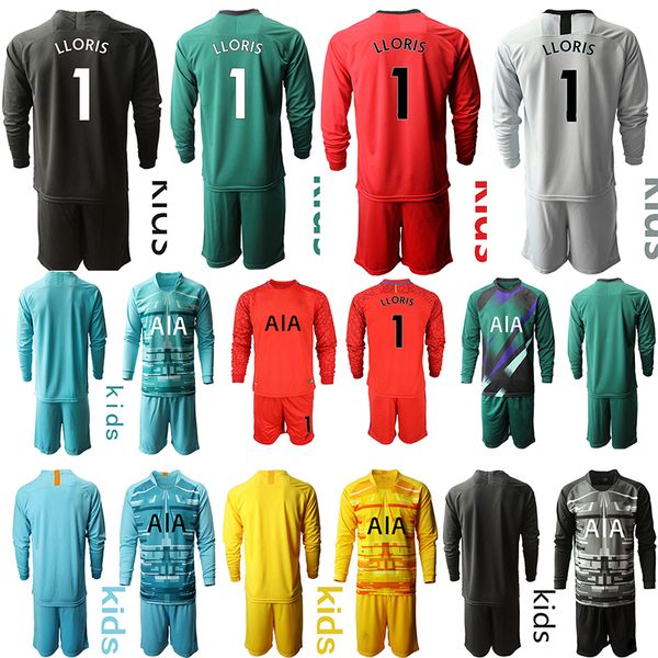 

2020 2021 kids red green long sleeve soccer jersey childrens goalkeeper football kit jersey lloris tottenham kids home away kit sets uniform