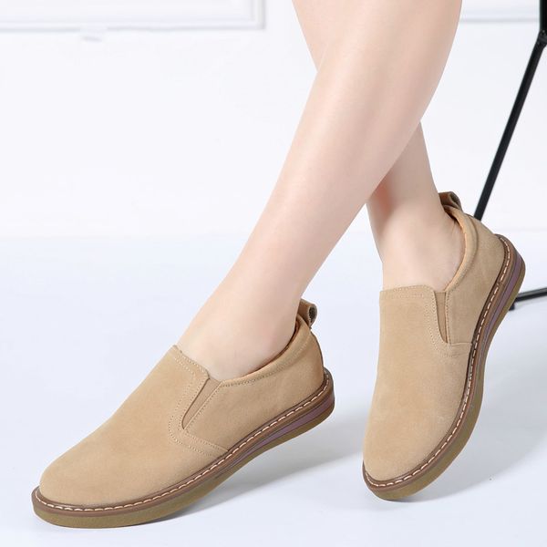 

autumn women flats sneakers shoes women slip on flat loafers suede leather shoes handmade boat black oxfords