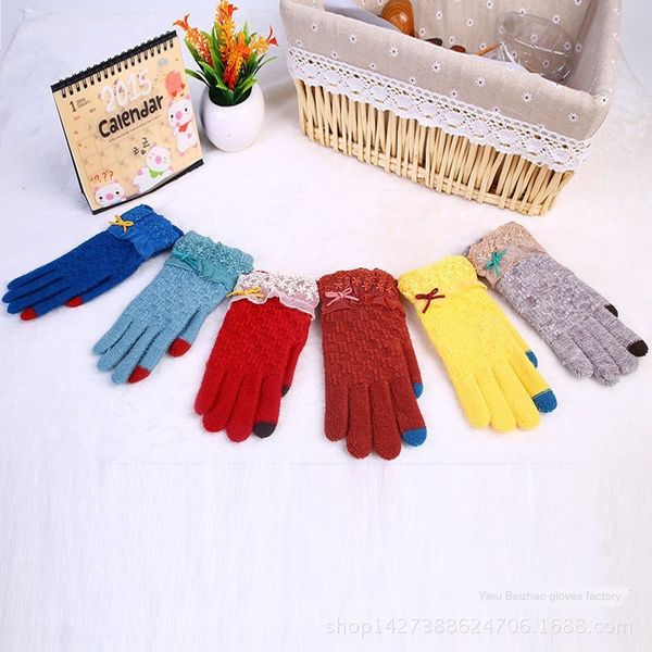 

special price touch screen winter thickened warm korean style women's boutique jacquard warm jacquard gloves five-finger gloves