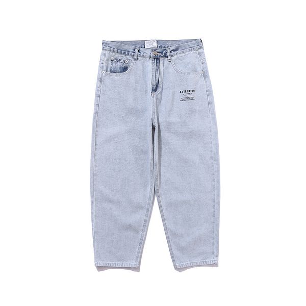 

ewq / men's wear tkpa national fashion loose denim pants men's light blue water wash conical jeans fashion brand pants