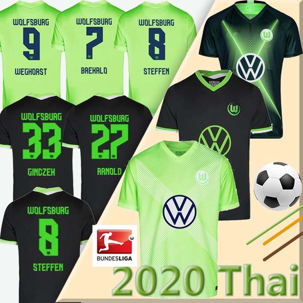 

19 20 21 vfl wolfsburg soccer jerseys weghorst 2020 2021 steffen brekalo football shirt arnold xaver men jersey, Black;yellow