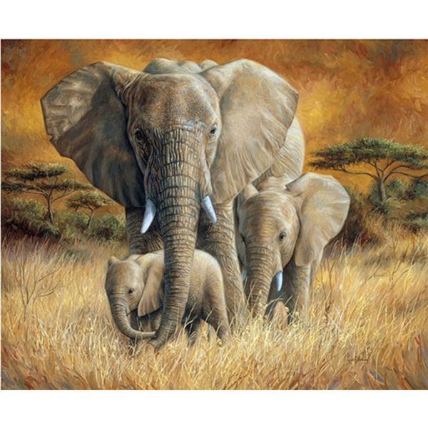 

5d diy diamond painting full square elephant family wedding decoration embroidery cross stitch handmade wall decor canvasbk-4424