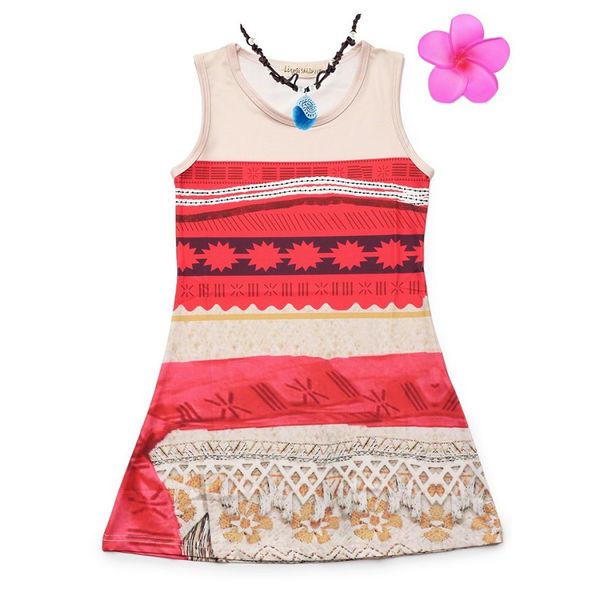 

vogueon girls summer dress sleeveless crew neck beach t shirt dresses kids cosplay costume girl party night gown, Red;yellow
