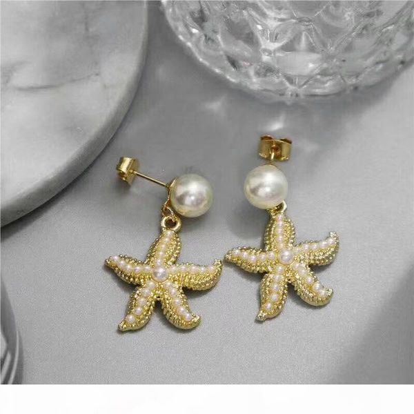 

g горячий продавать дорогие жемчужный полный starfish дизайнерские серьги престижное дизайнер ювелирных изделий женщины серьги, Golden