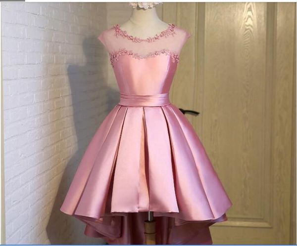 

high low cocktail dress lace up 2020 elegant prom dress navy blue pink red homecoming party dress