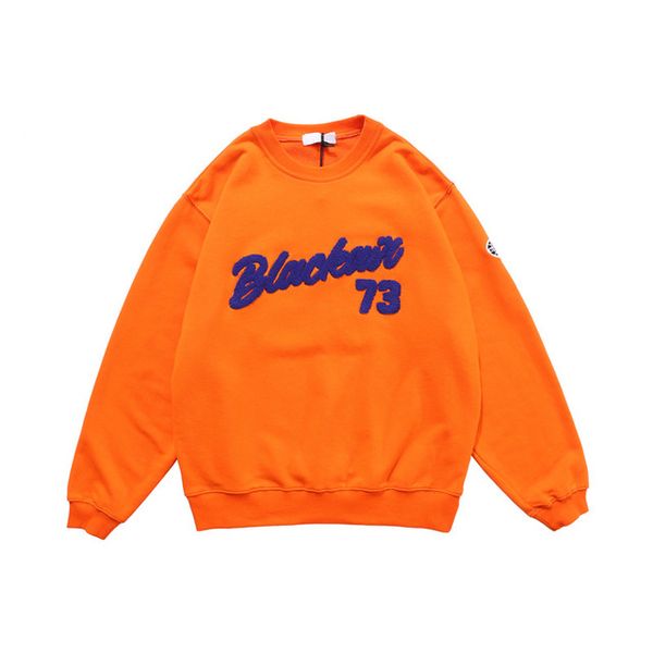 

puff embroidery sweatshirts crew neck men's sweatshirt terry cotton sweatshirts, Black