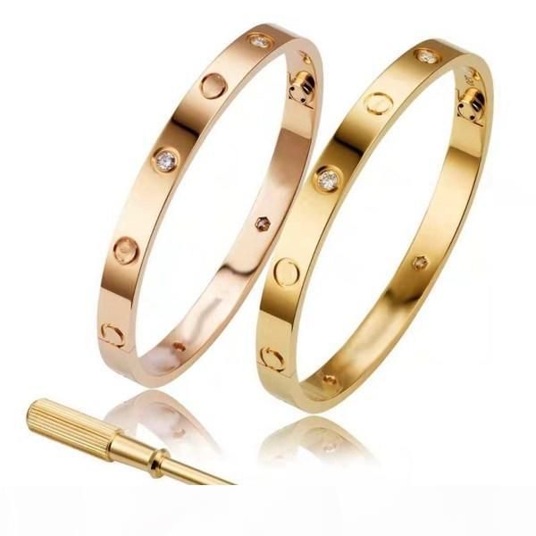 

luxury designer jewelry women bracelets titanium steel love bracelets silver rose gold bangles women men screw screwdriver bracelet couple, White