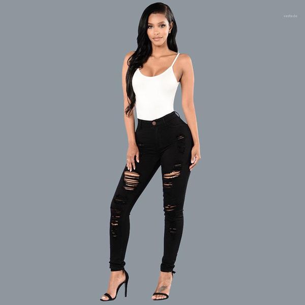 

ladies trousers beggar hole skinny womens jeans summer casual women pants full length slim zipper fly, Blue