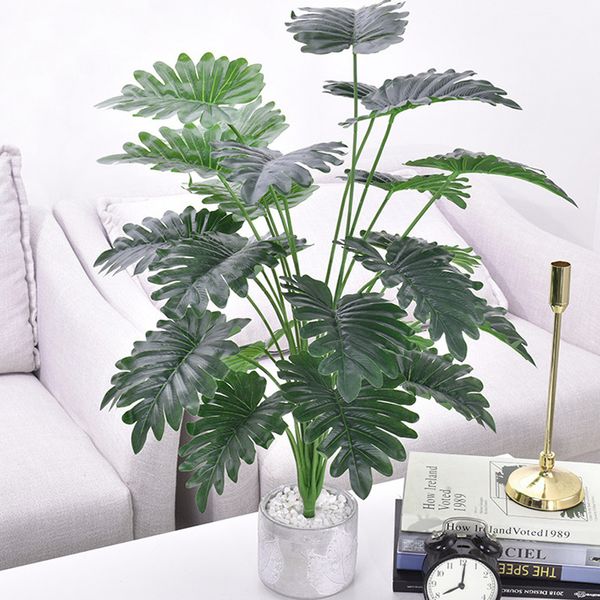 

75cm 24heads tropical monstera plants large artificial tree palm tree plastic green leaves fake turtle leaf for home party decor